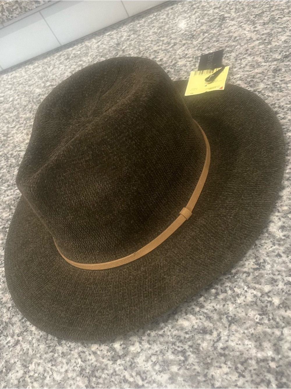 Women’s green Fedora with Tan Band Adjustable